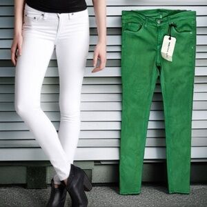 Rag & Bone Bright Green Custom Dye Skinny Jeans Size 30 Bright White Skinny NEW